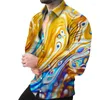 Chemises décontractées pour hommes Chemise de mode Chemise à simple boutonnage Impression tricolore Manches longues Plus Taille Fête hawaïenne Cardigan Top