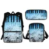 School Bags Fashion Piano Music Notes Pattern 3-Pack Backpack Girls Boys Primary Bag Large Zipper Lunch Satchel Pencil Case