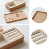 Jewelry Pouches Wedding Wooden Box With Soft Interior Holder Ring Tray Boxes Storage For Necklace Earring Bracelets