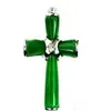 Hermoso colgante y collar de cruz de jade verde Chain286t
