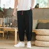 Calças masculinas estilo chinês harem homens streetwear casual corredores mens algodão linho sweatpants tornozelo calças m5xl 231216