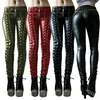 Pantalons pour hommes 2023 Femmes Rétro PU Cuir Steampunk Rivet Lacet Crayon Pantalon Skinny Streetwear Automne Casual 231216