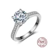 Naturalny 925 Pierścień Srebrny Kobiety zaręczynowe luksus 1 0ct lab