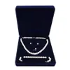 19x19x4 cm ensemble de bijoux en velours boîte longue boîte de collier de perles boîte-cadeau affichage de haute qualité couleur bleue 267Y