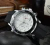 O m g sześć igieł pełna funkcja chronograf Sapphire Sapphire Zatrzymanie zegarków projektant Data 42 mm logo kwarc stalowy pasek gumowy pasek Pasek Pasek Pasek Kalendarz fali AABC