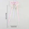 Hårtillbehör 4st Long Tassel Bowknot Clips For Women Ribbon Bows Hairpins Vintage Girls Barrettes Headwear Wedding