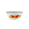 Bowls 50%Clear Pattern Enamel Bowl With Lid Nostalgic Chinese Dinner Salad Kitchen Tableware