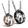 Nieuwe Mode Paar Hanger Ketting Met Diamant Rvs Ronde Charm Kettingen Vrouwen Mannen Liefde Ketting Sieraden Gift187N