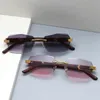 Damen-Brille, Designer-Randlose, quadratische Herren-Sonnenbrille für Damen, Markendesigner, rahmenlose Sonnenbrille mit Farbverlauf, Damenmode, Vintage-Stil, Holz