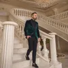 Costumes pour hommes Velours vert Un bouton Mariage Marié Tuxedos Châle Revers Hommes Parti Blazer Bal Business Designer (Veste Gilet Pantalon)