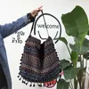 Kvällspåsar Hisely anländer Vintage Bohemian Fringe Shoulder Bag Women Tassel Boho Hippie Gypsy fransade kvinnors handväskor öppna bolsor