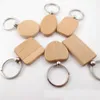 Blank Round Rectangle Wooden Key Chain DIY Promotion Customized Wood keychains Key Tags Promotional Gifts278R