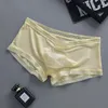 Sous-vêtements hommes troncs 3D pochette boxeurs glace soie ultra-mince culotte été doux respirant translucide sans couture boxeur humide séduisant sous-vêtements