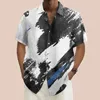 Chemises décontractées pour hommes peinture à l'encre chinoise Graffiti motif dégradé imprimé chemise à manches courtes mode haut de gamme design revers haut