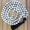 108 Howlite Knutted Mala halsband Lava Stone Pendant Pärlan med svart tofshalsband Emotional Calming Healing Jewelry2575