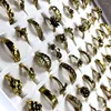 حلقات الكتلة 250pcs الأزياء نمط مختلط خاتم ذهبي مطلي قديم للنساء الأنثوي المجوهرات منتفخات الكثير LR4219