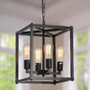 Pendant Lamps 4-Light Farmhouse Chandelier Industrial Lighting Adjustable Height Metal Cage E26 Hanging Lights (Bulb Not Included)