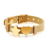 Nouveau 18k or mode femmes inoxydable coeur étoile charmes ceinture maille conception large bande bracelet en 10mm peut ajuster la taille espagne ours sty2468