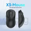 Möss X3 Pixart Paw3395 Bluetooth Mouse 2 4G TRI -läge Anslutning 26000DPI 650IPS 49G Lätt makrospel 231216