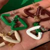 Joyería de diseño italiano, pendientes esmaltados en forma de gota, triángulo verde, pendientes para mujer mayor, accesorios de fiesta personalizados a la moda 296H