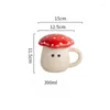 Mugs 390ml Creative Red Mushroom Coffee Cup Cute With Lid Ceramic Mug Ins Style Office Home Water Milk Breakfast Tea