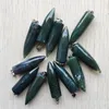 Pendant Necklaces Natural India Agate Good Quality Green Circular Cone Pendants For Jewelry Making 12pcs/lot Wholesale