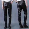 Pantalons pour femmes s hommes en cuir Slim PU pantalon mode élastique moto imperméable à l'huile mâle bas surdimensionné 231216