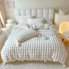 Bedding sets High-end Tuscan Faux Fur Warm Autumn Winter Bedding Set White Thickend Warmth Double Duvet Cover Set Cozy Comforter Cover Sets 231216