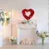 Couronne de fleurs décoratives en forme de cœur pour la saint-valentin, brillante avec guirlandes lumineuses LED, décoration d'ambiance, ornements suspendus pour fête