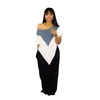 파티 드레스 Zoctuo 여름 여성 패치 워크 컬러 인쇄 긴 드레스 Maxi 2023 가을 캐주얼 짧은 슬리브 로브 바지사 멍청이