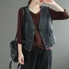 Gilet da donna Abbottonatura Gilet corto di jeans nero per donna Cappotto invernale Jean Camicia Abbigliamento vintage Cardigan Casual Vacanza Oufit Compleanno