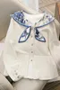 Women's Blouses Plus Size Autumn Vintage White Doll Collar Patchwork Shirt Temperament Small High-grade Womens Tops