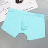 Cuecas de verão homens boxers de seda gelo sem costura suave breve macio elástico roupa interior nadar shorts troncos respiração calcinha sólida lingerie