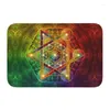 Tapis Cube de Metatron avec Merkabah et Fleur de Vie Tapis de Porte d'entrée Anti-dérapant imperméable paillasson intérieur Cuisine Chambre Tapis Tapis