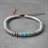 Strand Selling Mens Hematite Bracelet Fashion Turquoise Bead Bracelets Adjustable Couple Jewelry Accessories