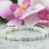 MG0941 6 mm natuurlijke Morganite armband meisjes hartchakra liefde geluk armband genezing Gemstome sierlijke yoga Mala bracelet3003