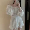 Sweet Off Shoulder Pleated Work Dress Set