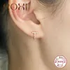 Hoop Huggie ROXI Orecchini Pendientes in cristallo con zirconi a forma di T per le donne Orecchini in argento sterling 925 di lusso da sposa Kolczyki Jewel308Z