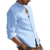 Men's Casual Shirts Cotton Linen Shirt Men Spring Summer Solid Color Long Sleeve Tops Male Clothing Beach Style
