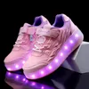 Tênis meninos meninas sapatos de rolo led light up carregamento usb crianças skate casual esportes crianças rodas quentes size29-40