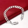 8M flache seitliche Herren-Gliederkettenarmbänder aus 925er Silber 20X0 8cm GSSB246 Sterlingsilber plattiertes Schmuckarmband315R