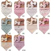 3 stks/set Mousseline Katoenen Baby Slabbetje Boog Hoofdband Verstelbare Knop Driehoek Speeksel Handdoek Print Baby Jongen Meisje Voeden Spuugdoekje