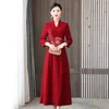 Vestidos casuais casamento mãe vestido melhorado cheongsam para mulheres de meia-idade e idosas vermelho elegante nobre mães