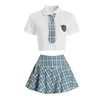 Set sexy Lingerie Studentessa Uniforme Scuola giapponese Costume da ragazza Gonna a pieghe carina Camicetta erotica Donna Sensuale Anime Cosplay 231216