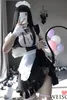 Sexig kjol Nightdress Söt snörning Black and White Maid Dress Rollspel Kostym Transparent Chiffon Cosplay Anime Uniform Temptation 231216