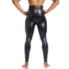 Women's Pants s Men High Waist Leather Body Shaper Trainer Control Leggings Compression Underwear Fitness Shapers With Pockets 231216