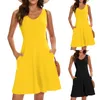 Casual Dresses 2023 Fashion Vintage Elegant Women Summer Dress Sleeveless V-Neck Knee-Length Beach Party Skater Vestidos