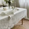 Nappe de table 130x260 cm français blanc dentelle fleur broderie coton nappe pur coton fleur nappe ronde pour la décoration de fête de mariage 231216