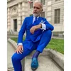 Abiti da uomo Royal Blue Uomo Smoking da sposa Pantaloni doppiopetto Bello sposo Prom Party Abito formale (giacca pantaloni)