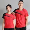 Outdoor T-Shirts Quick Dry Tennis Badminton T-shirt Uniform Men Women Short Sleeve Sports Shirt Summer Ping Pong Volleyball Table Tennis Jersey 231216